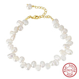925 Sterling Silver Freshwater Baroque Pearl Bracelet Vintage Jewelry