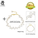 925 Sterling Silver Freshwater Baroque Pearl Bracelet Vintage Jewelry