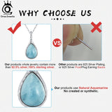 925 Silver Aquamarine Water Drop Necklace for Women GMN34