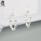 925 Sterling Silver Geometric Hoop Earrings SE367