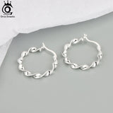 925 Sterling Silver Geometric Hoop Earrings SE367