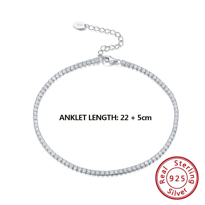 Zirconia Anklet 925 Silver Chain Gift for Girls