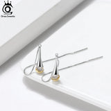 925 Silver Long Chain Earrings With Dropwater 14K Drop Earrings EQE76