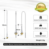 925 Silver Long Chain Earrings With Dropwater 14K Drop Earrings EQE76
