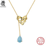 Sterling Silver Necklace with Aquamarine Gemstone Heart