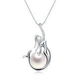925 Silver Women Necklace Freshwater Pearls Mermaid Pendant Female Jewelry