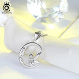 925 Silver Women Necklace Fairy Elf Wing Pendant Box Chain Jewelry