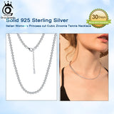 925 Silver CZ Bezel Tennis Chain Necklace for Women
