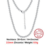 925 Silver CZ Bezel Tennis Chain Necklace for Women