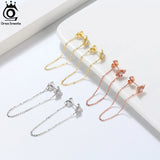 925 Silver Women's Dangle Long Chains Earrings with Butterfly Stud Drop Earings