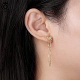 925 Silver Women's Dangle Long Chains Earrings with Butterfly Stud Drop Earings