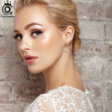 925 Silver Zirconia Hoop Earrings for Women Round Ear Buckle Jewelry SE351