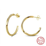 925 Silver Zirconia Hoop Earrings for Women Round Ear Buckle Jewelry SE351