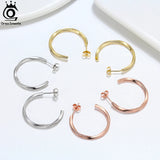 925 Silver Zirconia Hoop Earrings for Women Round Ear Buckle Jewelry SE351
