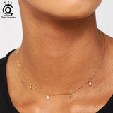 925 Silver Zirconia Necklace with CZ Tiny Chain for Women Dainty Jewelry