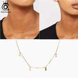 925 Silver Zirconia Necklace with CZ Tiny Chain for Women Dainty Jewelry