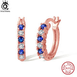925 Silver Sapphire CZ Hoop Earrings for Women SE362