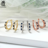 925 Silver Sapphire CZ Hoop Earrings for Women SE362