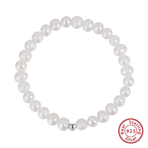 925Silver Cultured Freshwater Single Pearl Bracelet for Women Party Jewelry