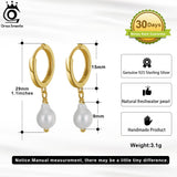 9mm Baroque Pearl Drop Earrings in 18K Over Sterling Silver Dangle Earrings