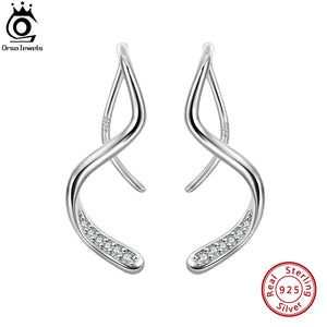 925 Silver Rose 14K Plated Dangle Earrings SE357