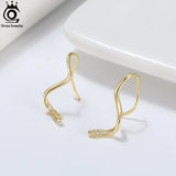 925 Silver Rose 14K Plated Dangle Earrings SE357