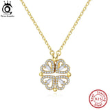 925 Silver Clover Pendant Necklace Birthday Gift SN296