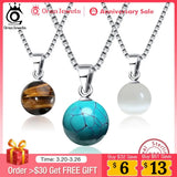 925 Silver Natural Turquoise Pendant Necklace for Women