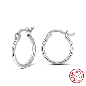 925 Silver Hoop Earrings 1.5mm 15MM 20MM Fine Jewelry APE34