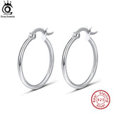 925 Silver Hoop Earrings 1.5mm 15MM 20MM Fine Jewelry APE34