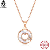 925 Silver Shell Pendant Necklace Rose Plated Heart Shape Jewelry