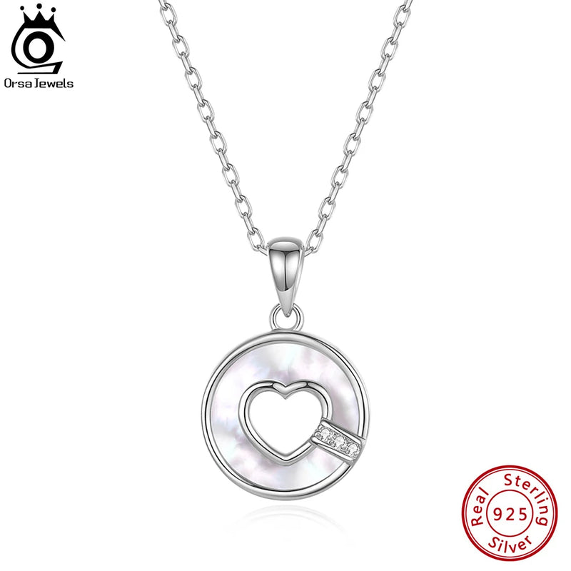 925 Silver Shell Pendant Necklace Rose Plated Heart Shape Jewelry