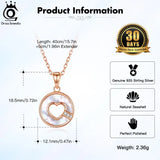 925 Silver Shell Pendant Necklace Rose Plated Heart Shape Jewelry