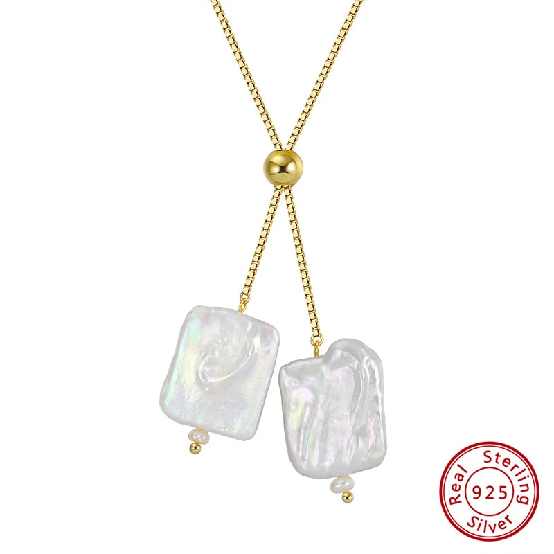 Baroque Freshwater Cultured Pearl Necklace 14K Plated 925 Silver