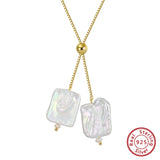 Baroque Freshwater Cultured Pearl Necklace 14K Plated 925 Silver
