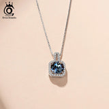 Sterling Silver Crystal Necklace Romantic Fine Jewelry SWN01