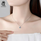 Sterling Silver Crystal Necklace Romantic Fine Jewelry SWN01