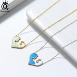 Blue&White Fire Opal Pendant Necklace 925 Sterling Silver Women Jewelry