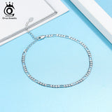 925 Silver Diamond-Cut Chain Anklet SA07