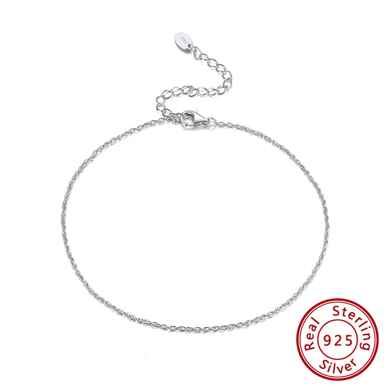 925 Silver Anklet Single Chain Summer Ankle Chain SA06