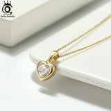 925 Silver Heart CZ Necklace 14K Plated CZ Pendant