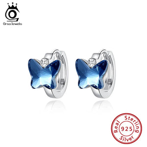 Butterfly Crystal Hoop Earrings for Teens With AAAA Zircon Female Clips