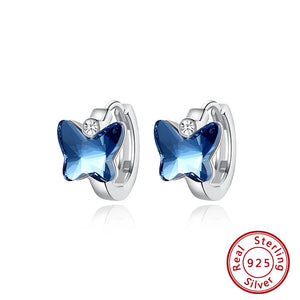 Butterfly Crystal Hoop Earrings for Teens With AAAA Zircon Female Clips