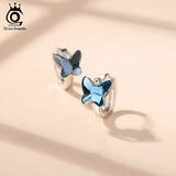Butterfly Crystal Hoop Earrings for Teens With AAAA Zircon Female Clips
