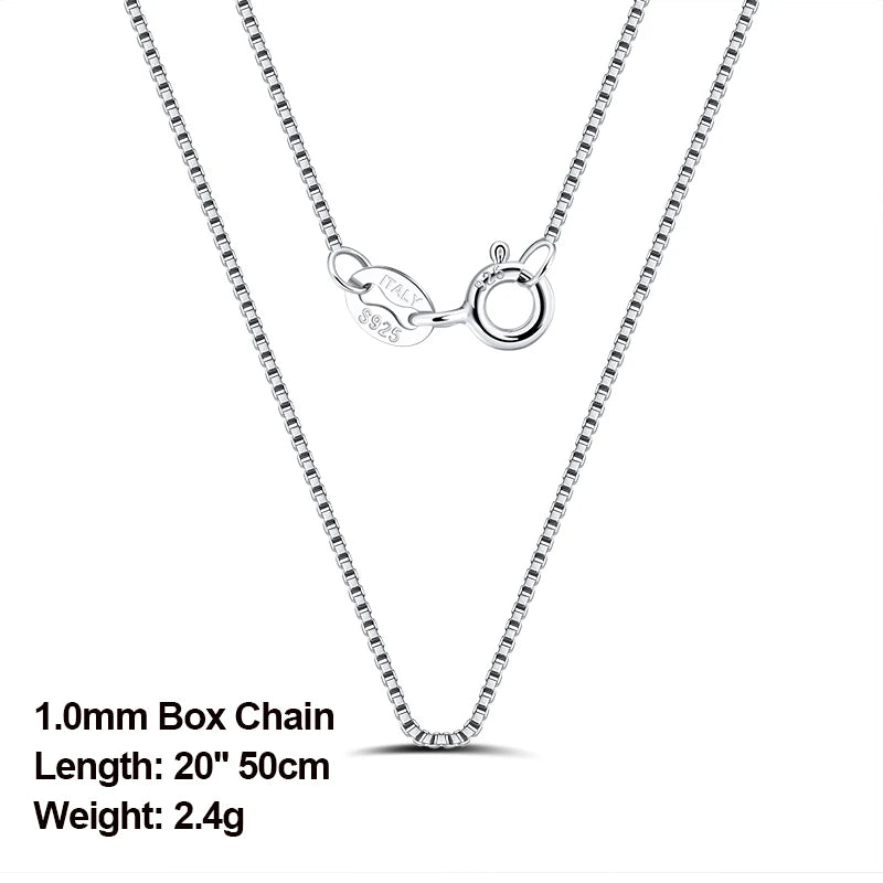 925 Sterling Silver Box Chain Necklace Men Women Jewelry