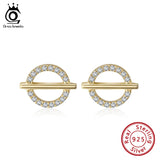 925 Silver Round Circle Shape Stud Earrings for Women Girls