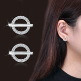 925 Silver Round Circle Shape Stud Earrings for Women Girls