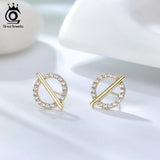 925 Silver Round Circle Shape Stud Earrings for Women Girls