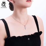Zircon Stone Sterling Silver Cross Pendant Necklace for Women
