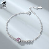 Pink Crystal Zirconia 925 Silver Women Bracelet SWB03
